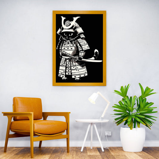 Retro Samurai Cat Anime Asian Style Poster | Wall Art for Home & Office | High-Quality Print - High-Quality Visual Display
