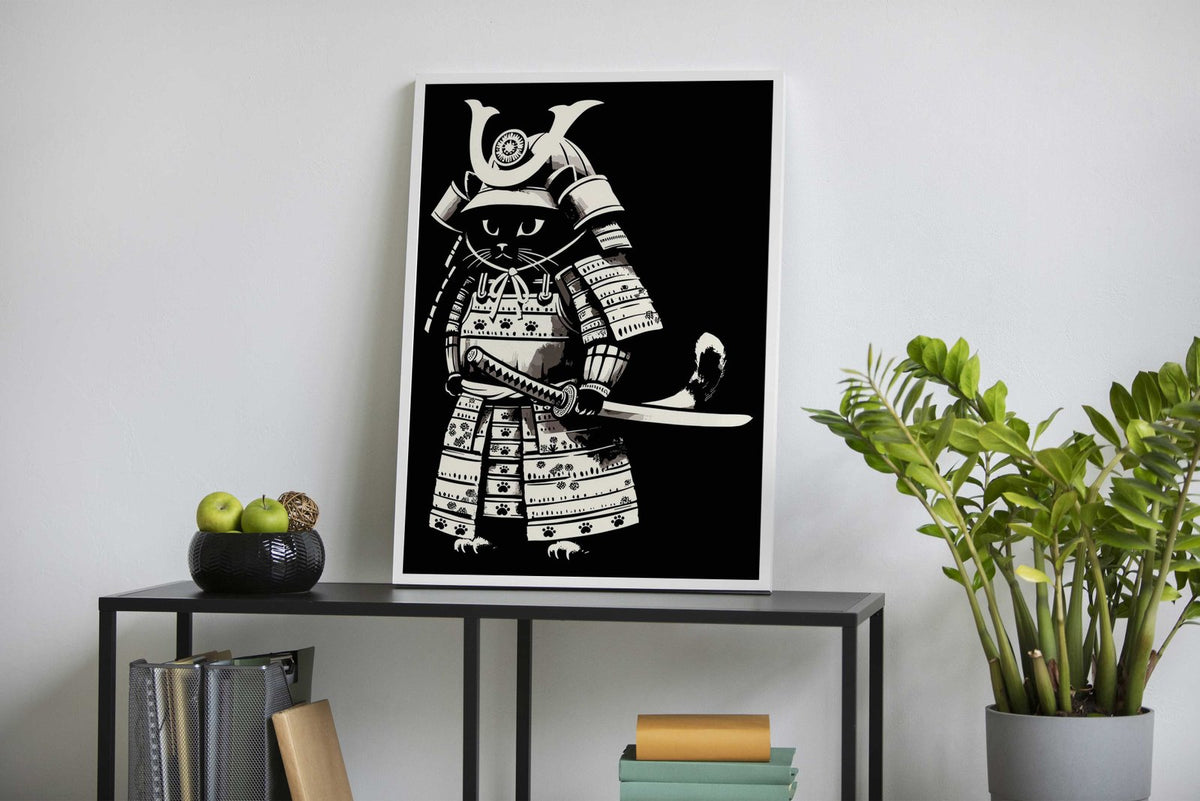 Retro Samurai Cat Anime Asian Style Poster | Wall Art for Home & Office | High-Quality Print - High-Quality Visual Display