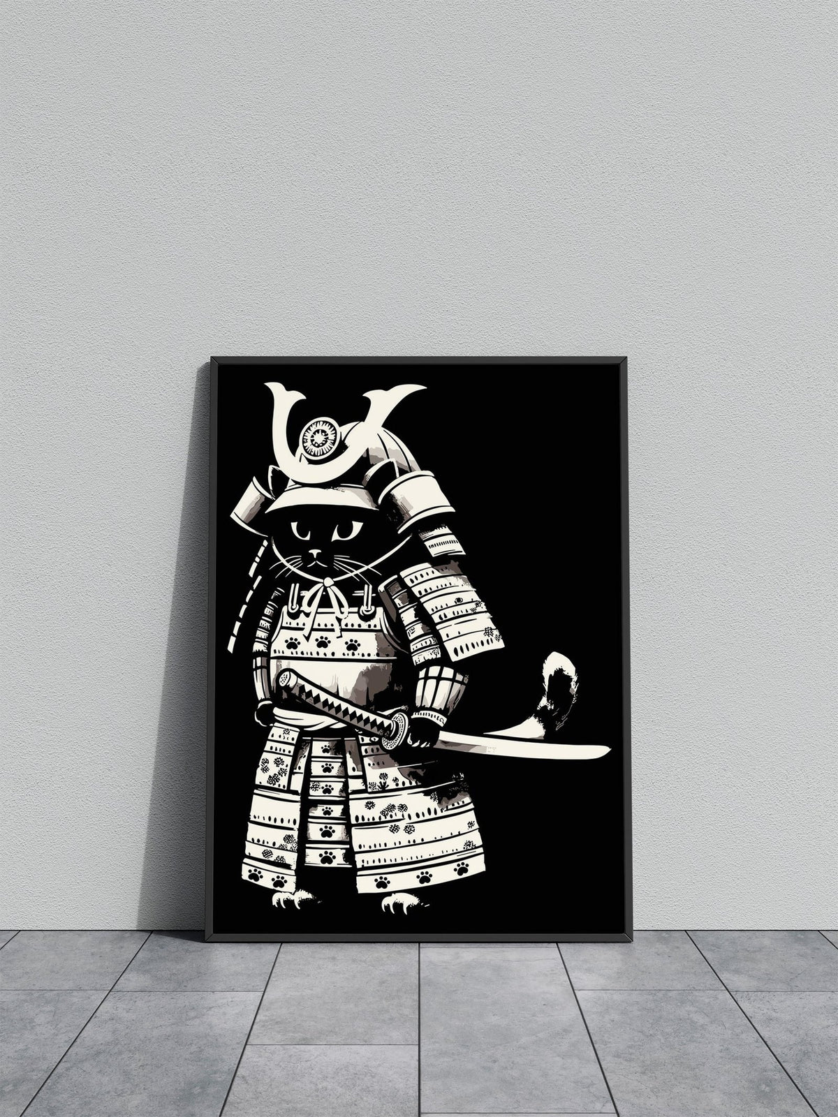 Retro Samurai Cat Anime Asian Style Poster | Wall Art for Home & Office | High-Quality Print - High-Quality Visual Display