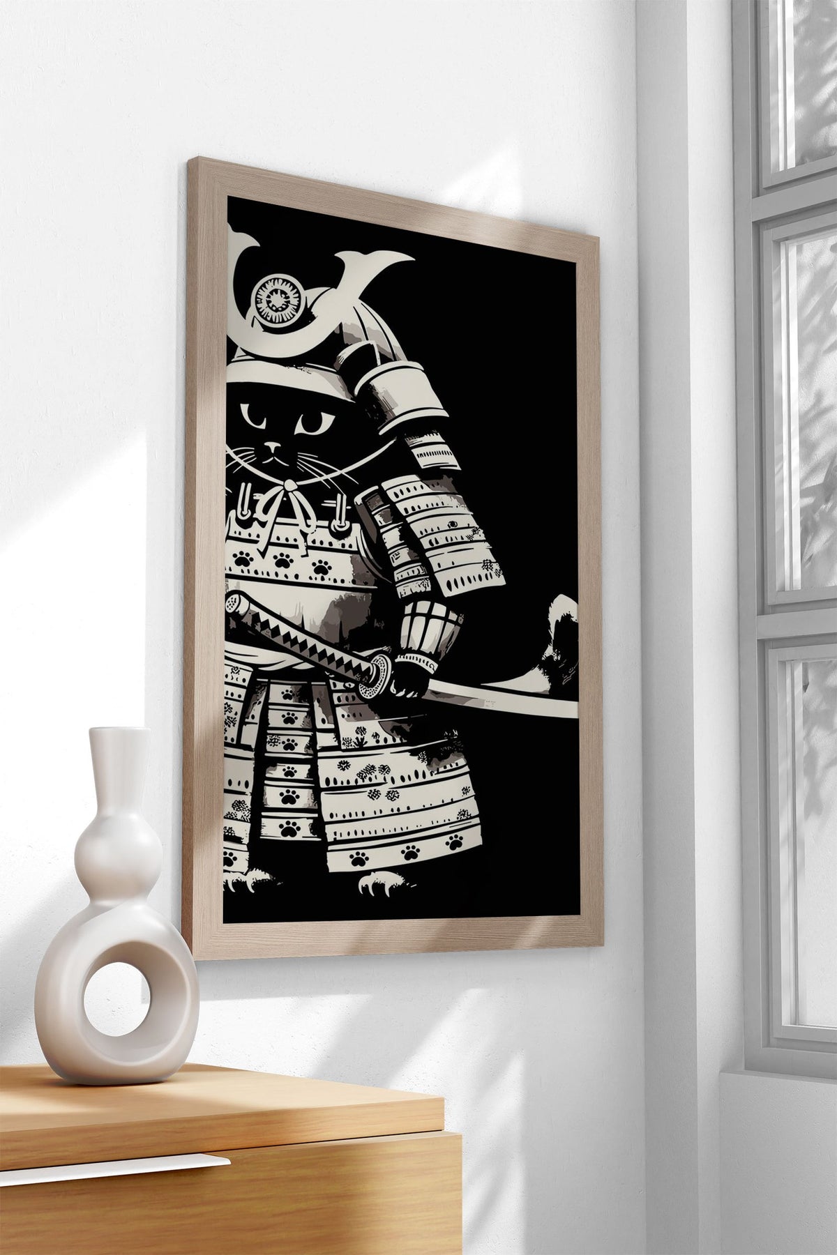 Retro Samurai Cat Anime Asian Style Poster | Wall Art for Home & Office | High-Quality Print - High-Quality Visual Display