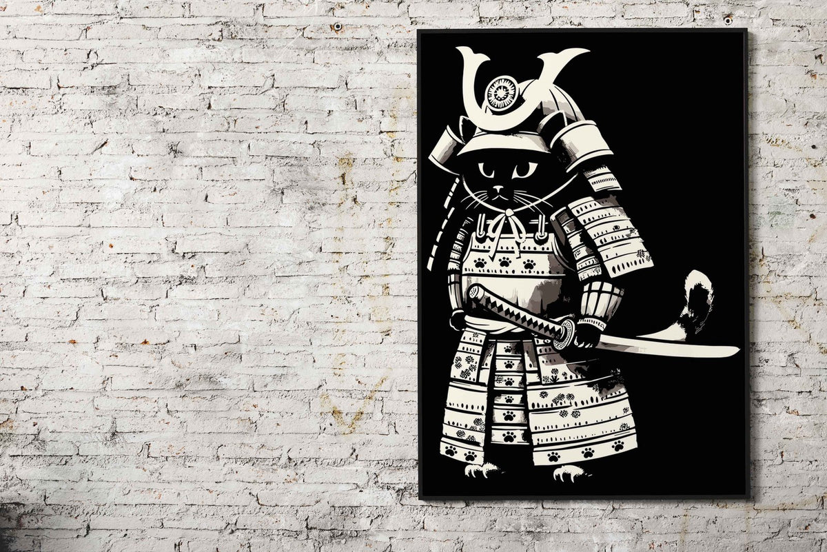 Retro Samurai Cat Anime Asian Style Poster | Wall Art for Home & Office | High-Quality Print - High-Quality Visual Display