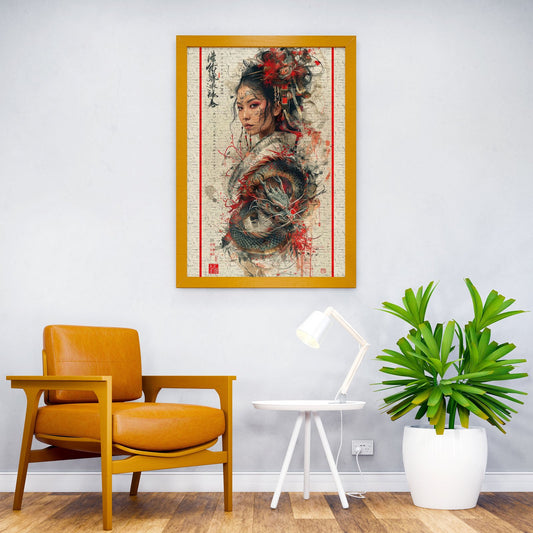 Retro geisha dragon Asian Style Poster | Wall Art for Home & Office | High-Quality Print - High-Quality Visual Display