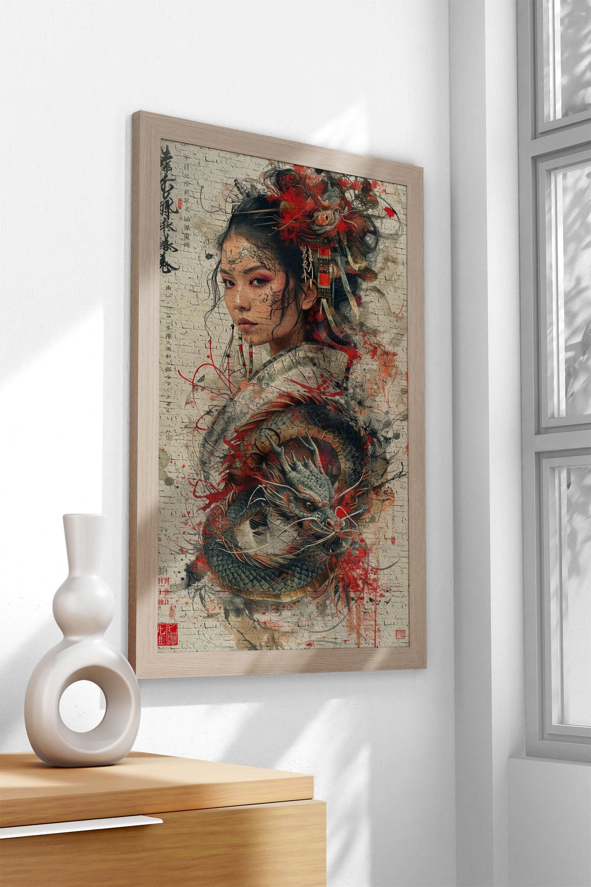Retro geisha dragon Asian Style Poster | Wall Art for Home & Office | High-Quality Print - High-Quality Visual Display