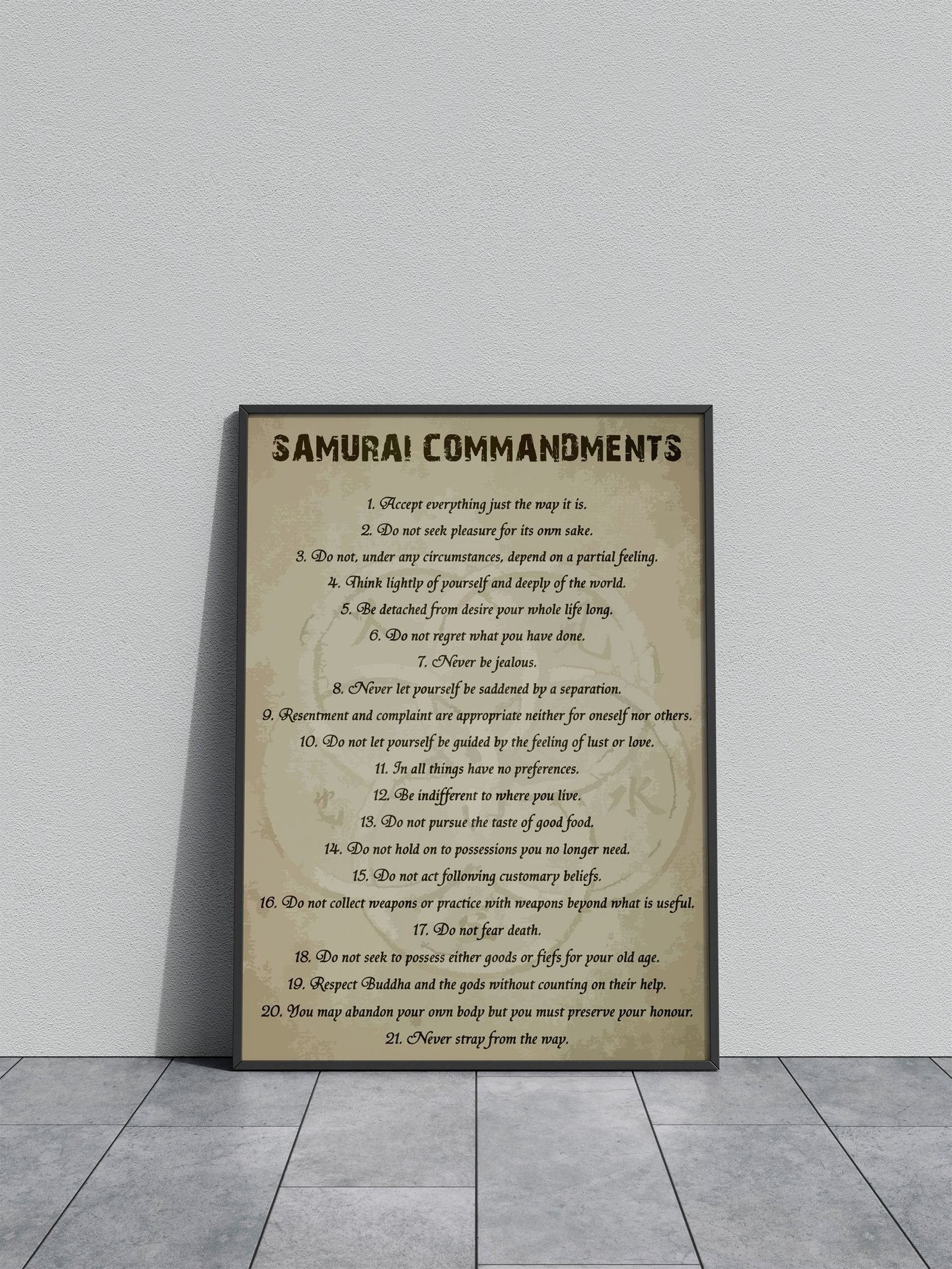 SAMURAI COMMANDMENTS Asian Style Poster | Wall Art for Home & Office | High-Quality Print - High-Quality Visual Display