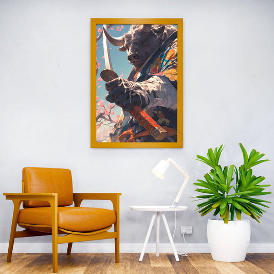 Samurai Bison Asian Style Poster | Wall Art for Home & Office | High-Quality Print - High-Quality Visual Display