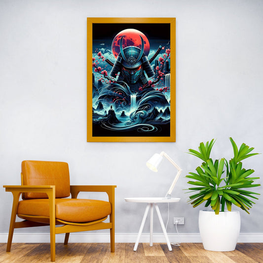 Samurai Blood Moon Asian Style Poster | Wall Art for Home & Office | High-Quality Print - High-Quality Visual Display