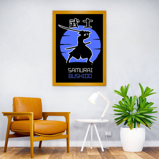 Samurai Bushido Blue Asian Style Poster | Wall Art for Home & Office | High-Quality Print - High-Quality Visual Display