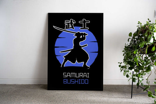 Samurai Bushido Blue Asian Style Poster | Wall Art for Home & Office | High-Quality Print - High-Quality Visual Display