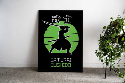 Samurai Bushido Green Asian Style Poster | Wall Art for Home & Office | High-Quality Print - High-Quality Visual Display