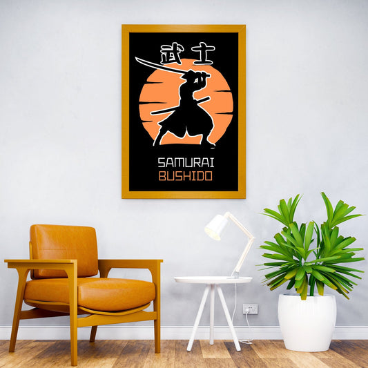 Samurai Bushido Orange Asian Style Poster | Wall Art for Home & Office | High-Quality Print - High-Quality Visual Display