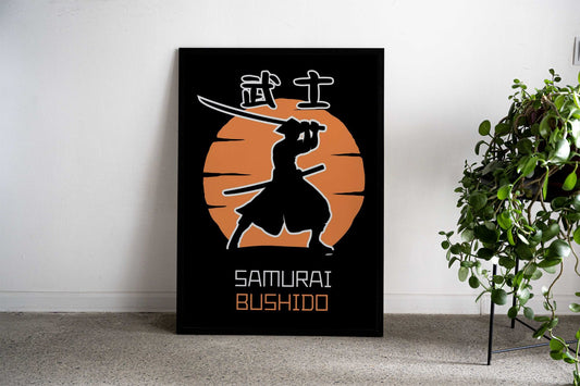Samurai Bushido Orange Asian Style Poster | Wall Art for Home & Office | High-Quality Print - High-Quality Visual Display