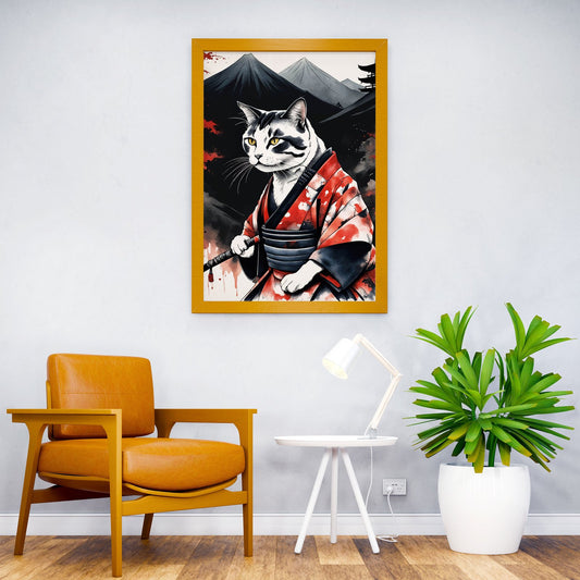 Samurai Cat Animal Asian Style Poster | Wall Art for Home & Office | High-Quality Print - High-Quality Visual Display