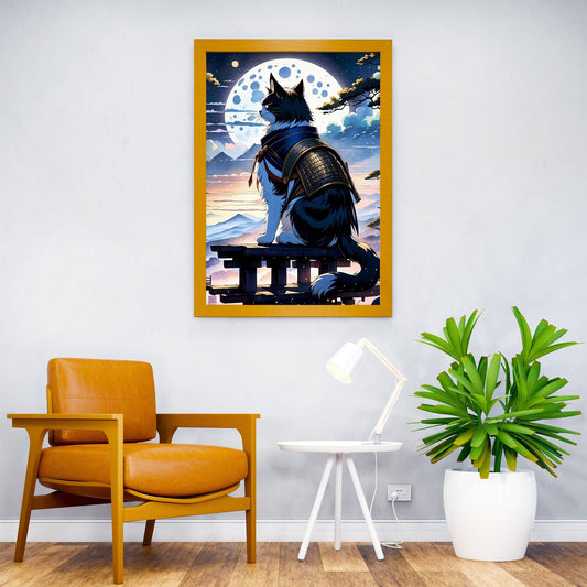 Samurai Cat Japan Moon Asian Style Poster | Wall Art for Home & Office | High-Quality Print - High-Quality Visual Display