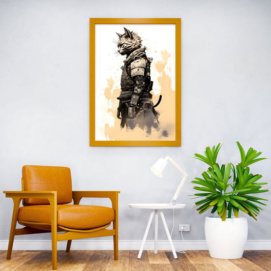 Samurai Cat Painting Asian Style Poster | Wall Art for Home & Office | High-Quality Print - High-Quality Visual Display