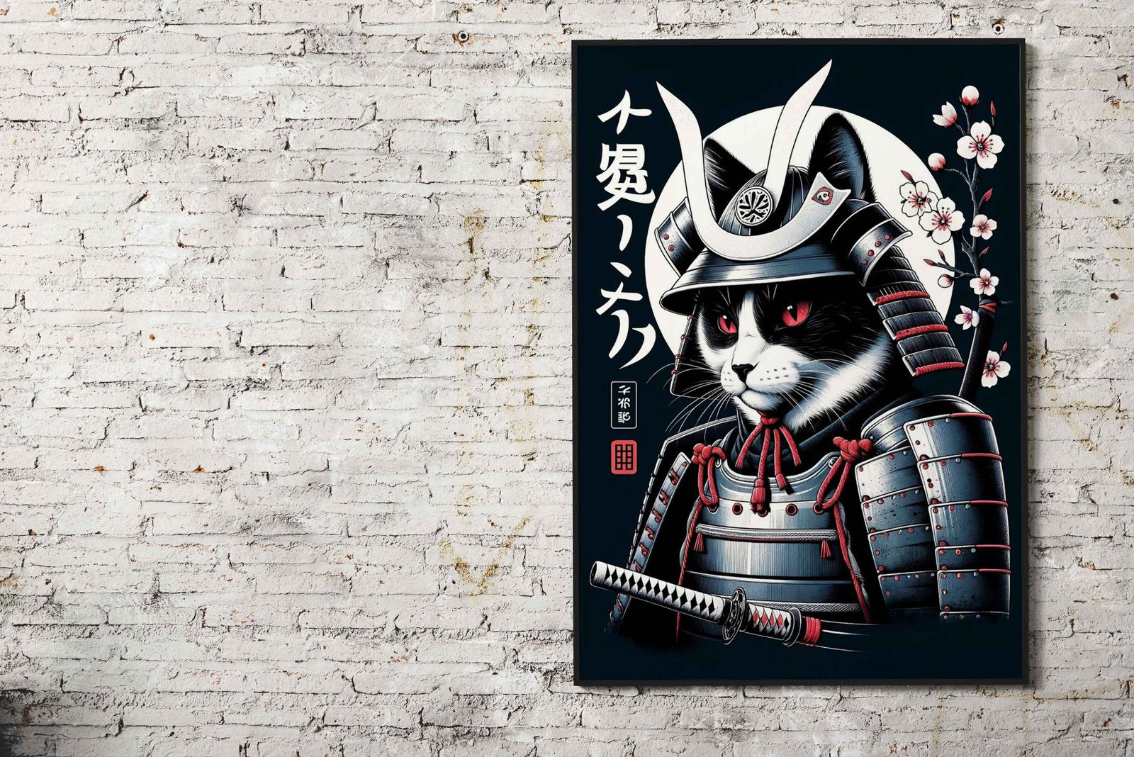 Samurai Cat Retro Poster Asian Style Poster | Wall Art for Home & Office | High-Quality Print - High-Quality Visual Display