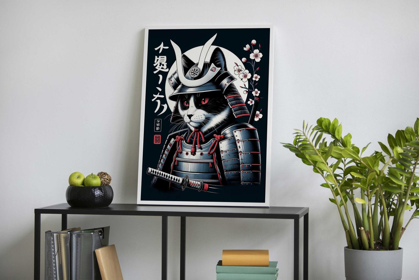 Samurai Cat Retro Poster Asian Style Poster | Wall Art for Home & Office | High-Quality Print - High-Quality Visual Display