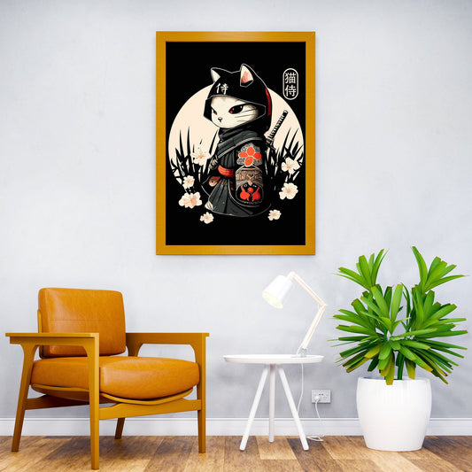 Samurai Cat Tattoo Kawaii Asian Style Poster | Wall Art for Home & Office | High-Quality Print - High-Quality Visual Display