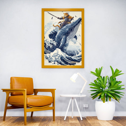 Samurai Cat Whale Ninja Asian Style Poster | Wall Art for Home & Office | High-Quality Print - High-Quality Visual Display