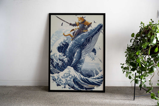 Samurai Cat Whale Ninja Asian Style Poster | Wall Art for Home & Office | High-Quality Print - High-Quality Visual Display