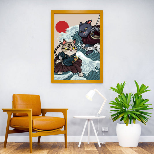 Samurai Cats Asian Style Poster | Wall Art for Home & Office | High-Quality Print - High-Quality Visual Display
