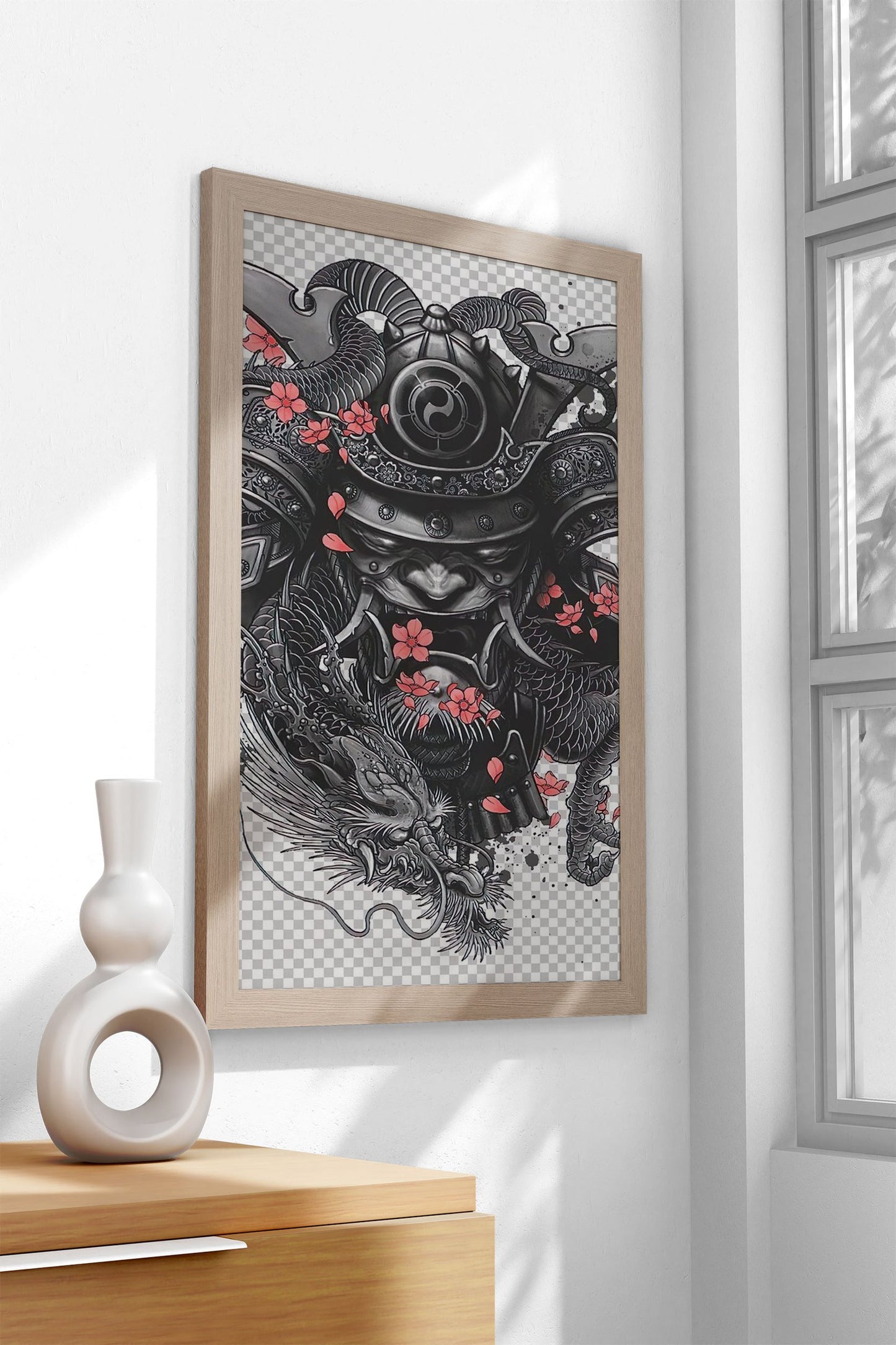 Samurai Dragon Tattoo Asian Style Poster | Wall Art for Home & Office | High-Quality Print