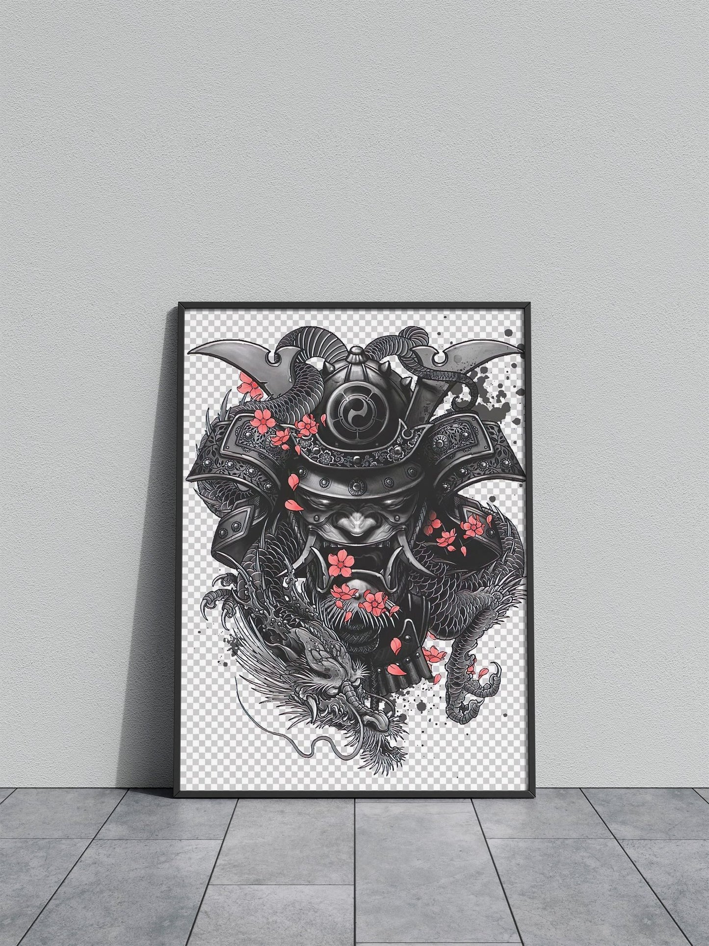 Samurai Dragon Tattoo Asian Style Poster | Wall Art for Home & Office | High-Quality Print