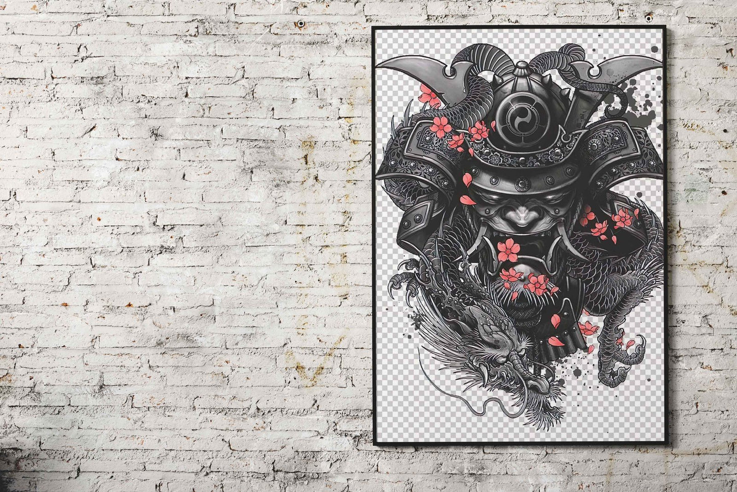 Samurai Dragon Tattoo Asian Style Poster | Wall Art for Home & Office | High-Quality Print
