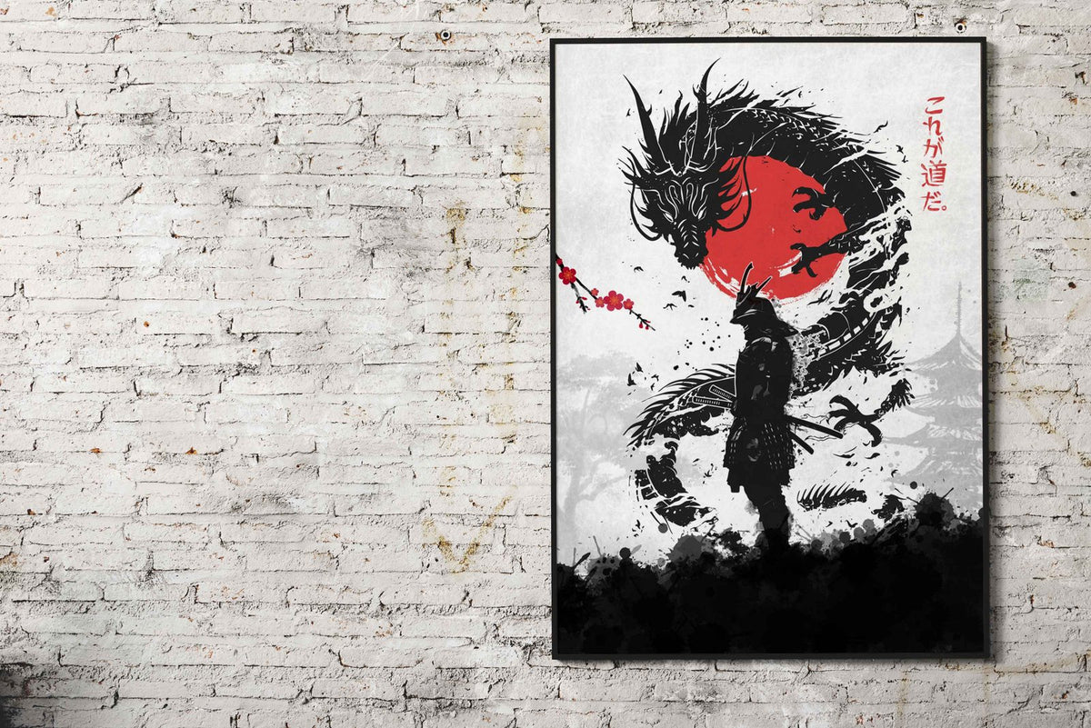 Samurai Dragon Asian Style Poster | Wall Art for Home & Office | High-Quality Print - High-Quality Visual Display