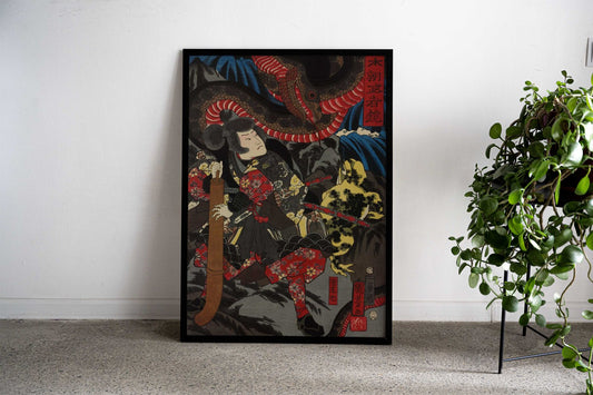 Samurai Fighting Snake Asian Style Poster | Wall Art for Home & Office | High-Quality Print - High-Quality Visual Display