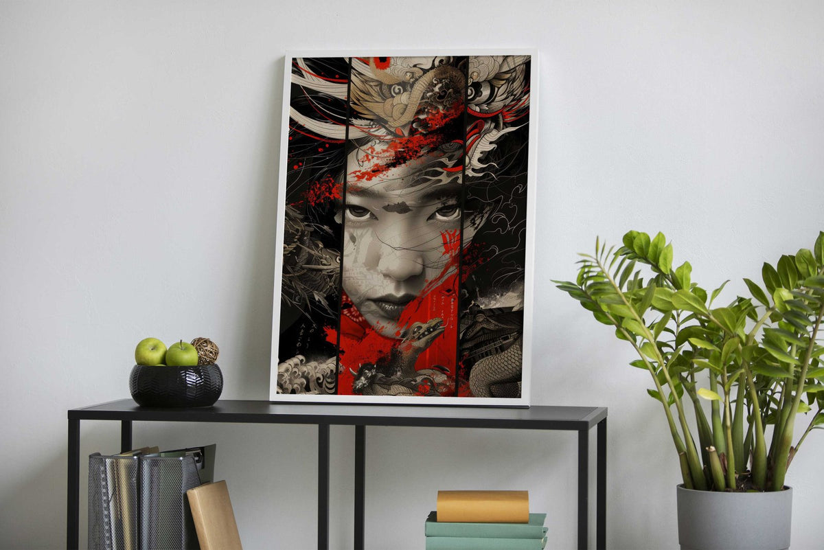 Samurai Geisha Dragon Asian Style Poster | Wall Art for Home & Office | High-Quality Print - High-Quality Visual Display