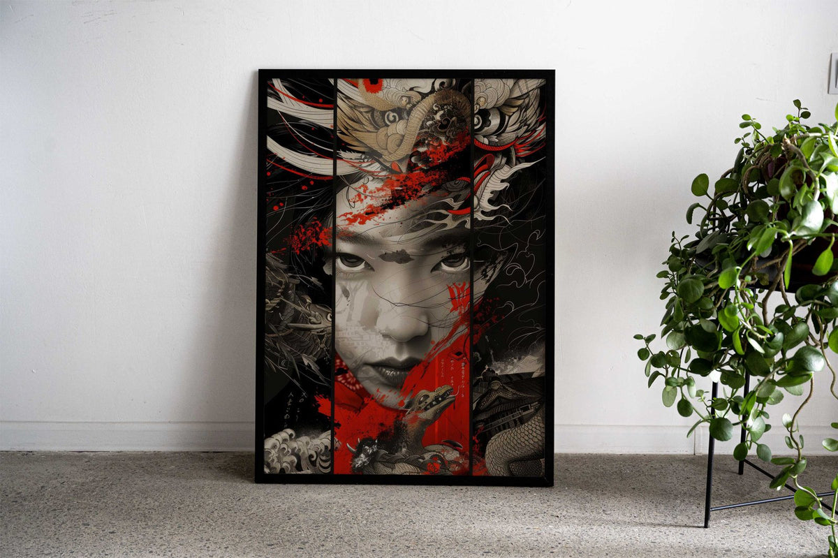 Samurai Geisha Dragon Asian Style Poster | Wall Art for Home & Office | High-Quality Print - High-Quality Visual Display