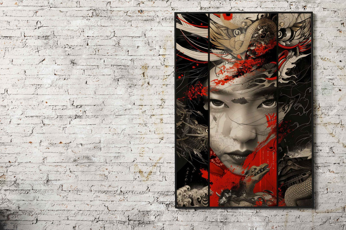Samurai Geisha Dragon Asian Style Poster | Wall Art for Home & Office | High-Quality Print - High-Quality Visual Display