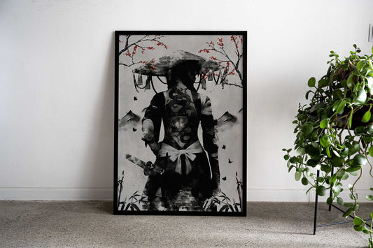 Samurai Girl Asian Style Poster | Wall Art for Home & Office | High-Quality Print - High-Quality Visual Display