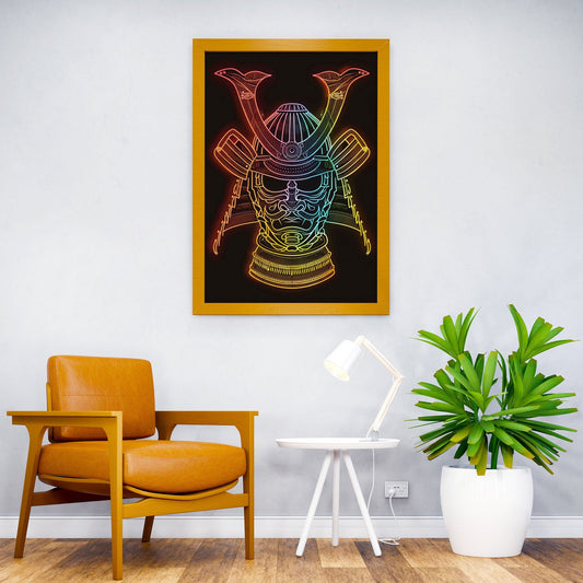 Samurai Golden Neon Asian Style Poster | Wall Art for Home & Office | High-Quality Print - High-Quality Visual Display
