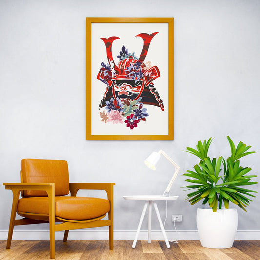 Samurai Helmet Asian Style Poster | Wall Art for Home & Office | High-Quality Print - High-Quality Visual Display