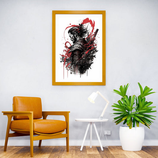 Samurai Ink Art Asian Style Poster | Wall Art for Home & Office | High-Quality Print - High-Quality Visual Display