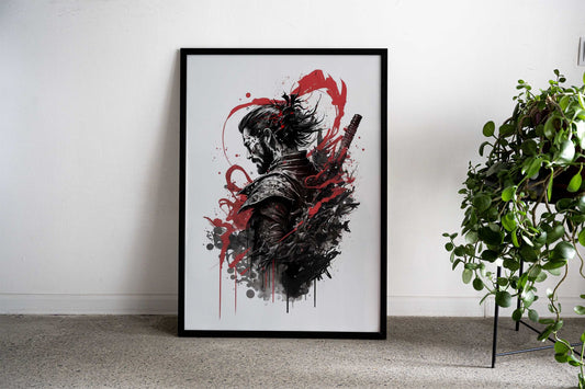 Samurai Ink Art Asian Style Poster | Wall Art for Home & Office | High-Quality Print - High-Quality Visual Display