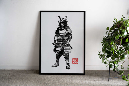 Samurai Ink rough Painting Asian Style Poster | Wall Art for Home & Office | High-Quality Print - High-Quality Visual Display