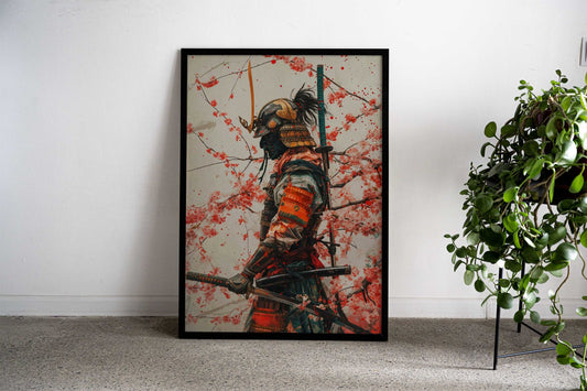Samurai Japan Cherry Ninja Asian Style Poster | Wall Art for Home & Office | High-Quality Print - High-Quality Visual Display