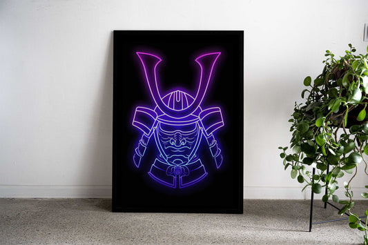 Samurai Japan Neon Asian Style Poster | Wall Art for Home & Office | High-Quality Print - High-Quality Visual Display