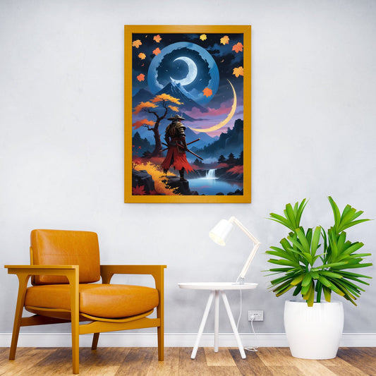 Samurai Japanese Moonlight Asian Style Poster | Wall Art for Home & Office | High-Quality Print - High-Quality Visual Display