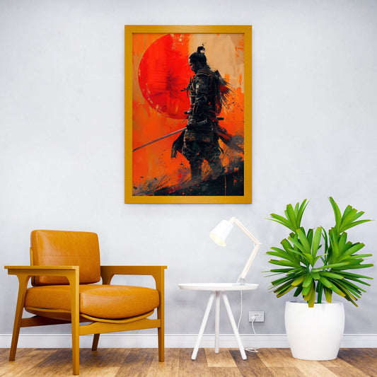 Samurai Katana Orange Dawn Asian Style Poster | Wall Art for Home & Office | High-Quality Print - High-Quality Visual Display
