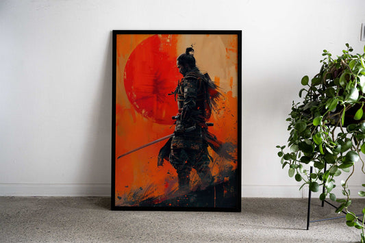 Samurai Katana Orange Dawn Asian Style Poster | Wall Art for Home & Office | High-Quality Print - High-Quality Visual Display