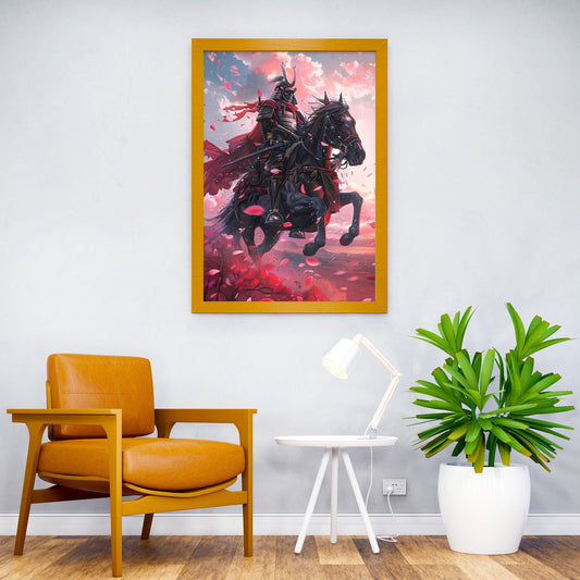 Samurai Knight in Blossoms Asian Style Poster | Wall Art for Home & Office | High-Quality Print - High-Quality Visual Display