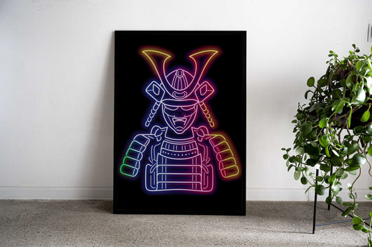 Samurai Light Neon Japan Asian Style Poster | Wall Art for Home & Office | High-Quality Print - High-Quality Visual Display