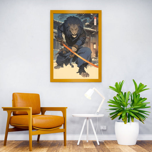Samurai Lion with Katana Asian Style Poster | Wall Art for Home & Office | High-Quality Print - High-Quality Visual Display