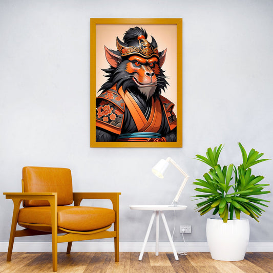 Samurai Mask Baboon Asian Style Poster | Wall Art for Home & Office | High-Quality Print - High-Quality Visual Display