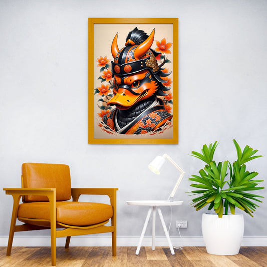 Samurai Mask Duck Asian Style Poster | Wall Art for Home & Office | High-Quality Print - High-Quality Visual Display