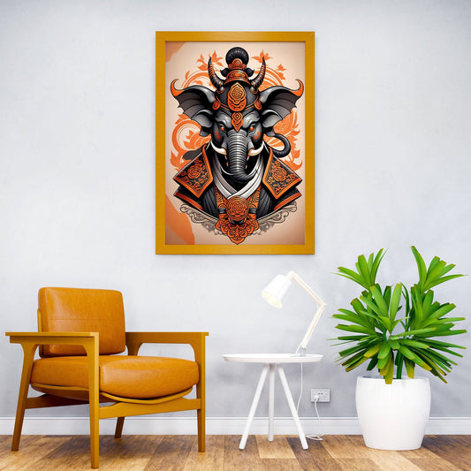 Samurai Mask Elephant Asian Style Poster | Wall Art for Home & Office | High-Quality Print - High-Quality Visual Display