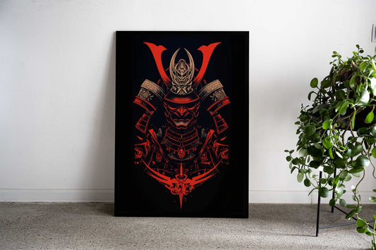 Samurai Mask Portrait Asian Style Poster | Wall Art for Home & Office | High-Quality Print - High-Quality Visual Display